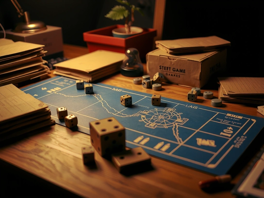 Handmade game prototype on desk